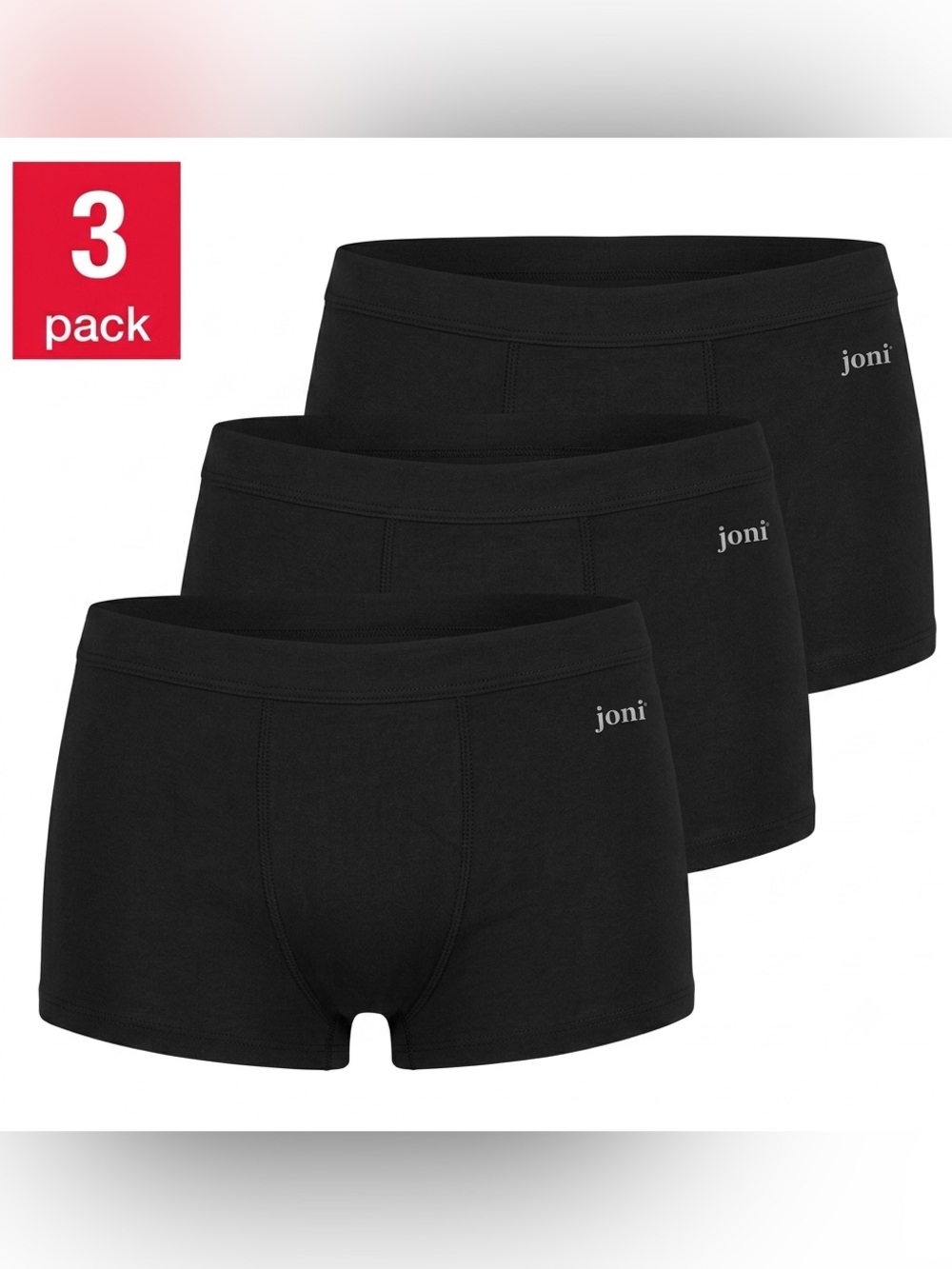 joni Black Cotton Leakproof Period Boyshorts Underwear - Small, 3 Pack